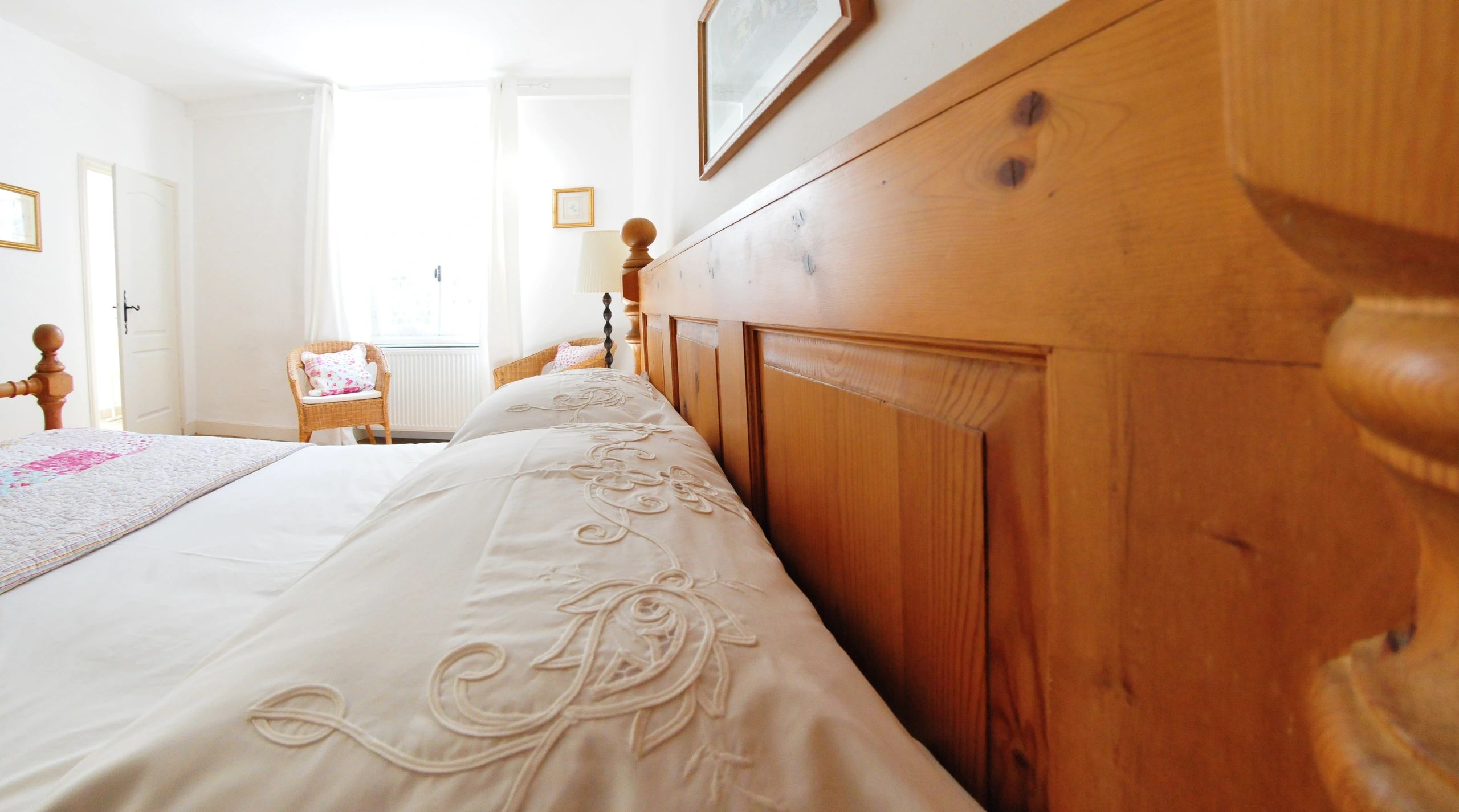 Fresh bright hotel room prepared after turnover cleaning