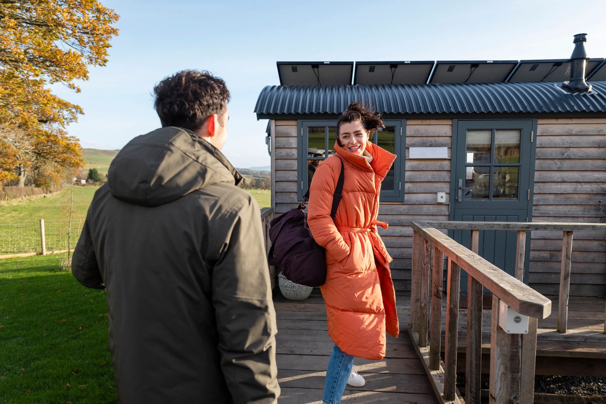 Couple arriving for a relaxing getaway