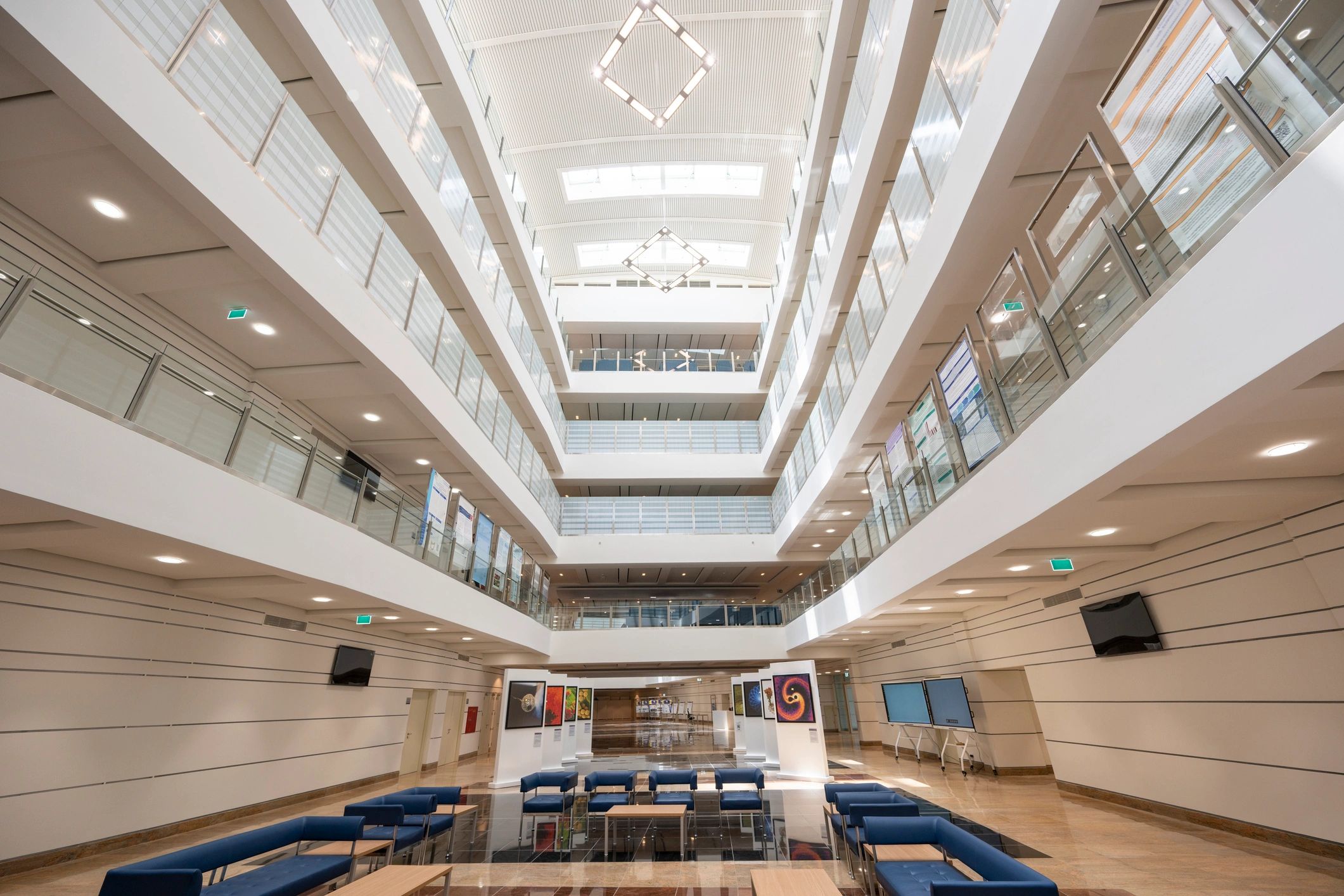 Modern hospitality atrium for premium city hotel stays