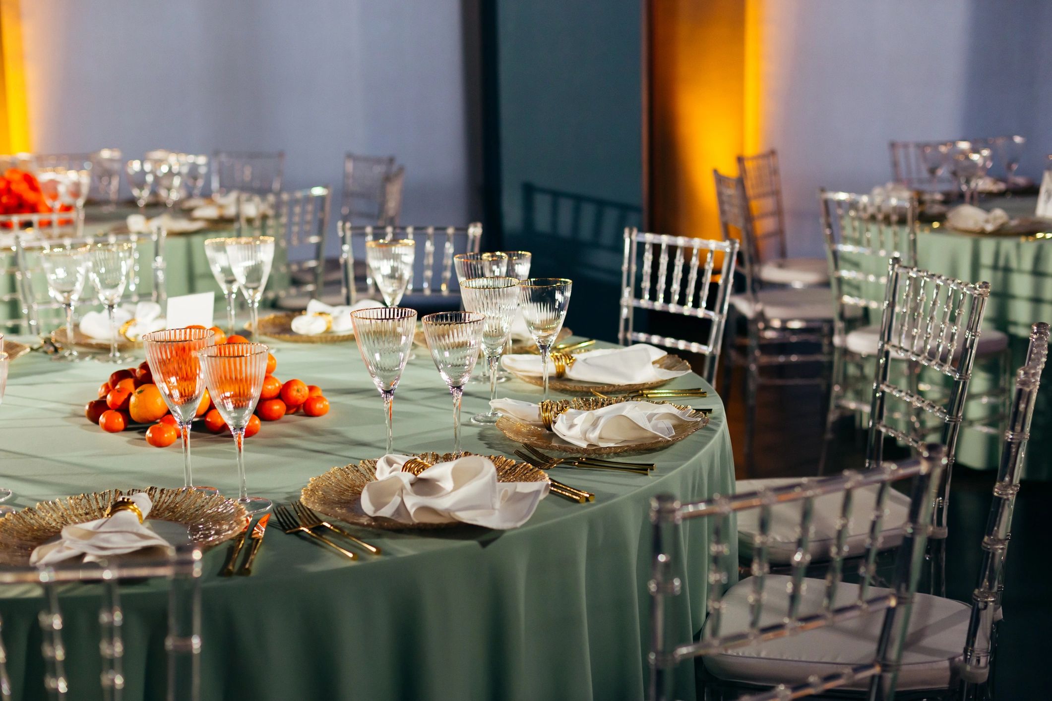 Elegant reception venue prepared for a wedding event