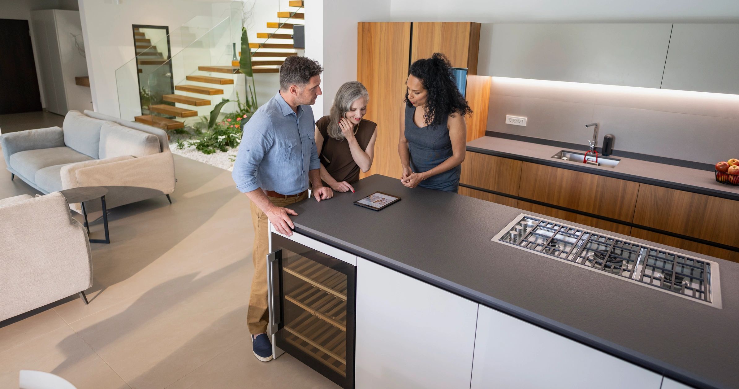 Advisor reviewing property and service options with clients