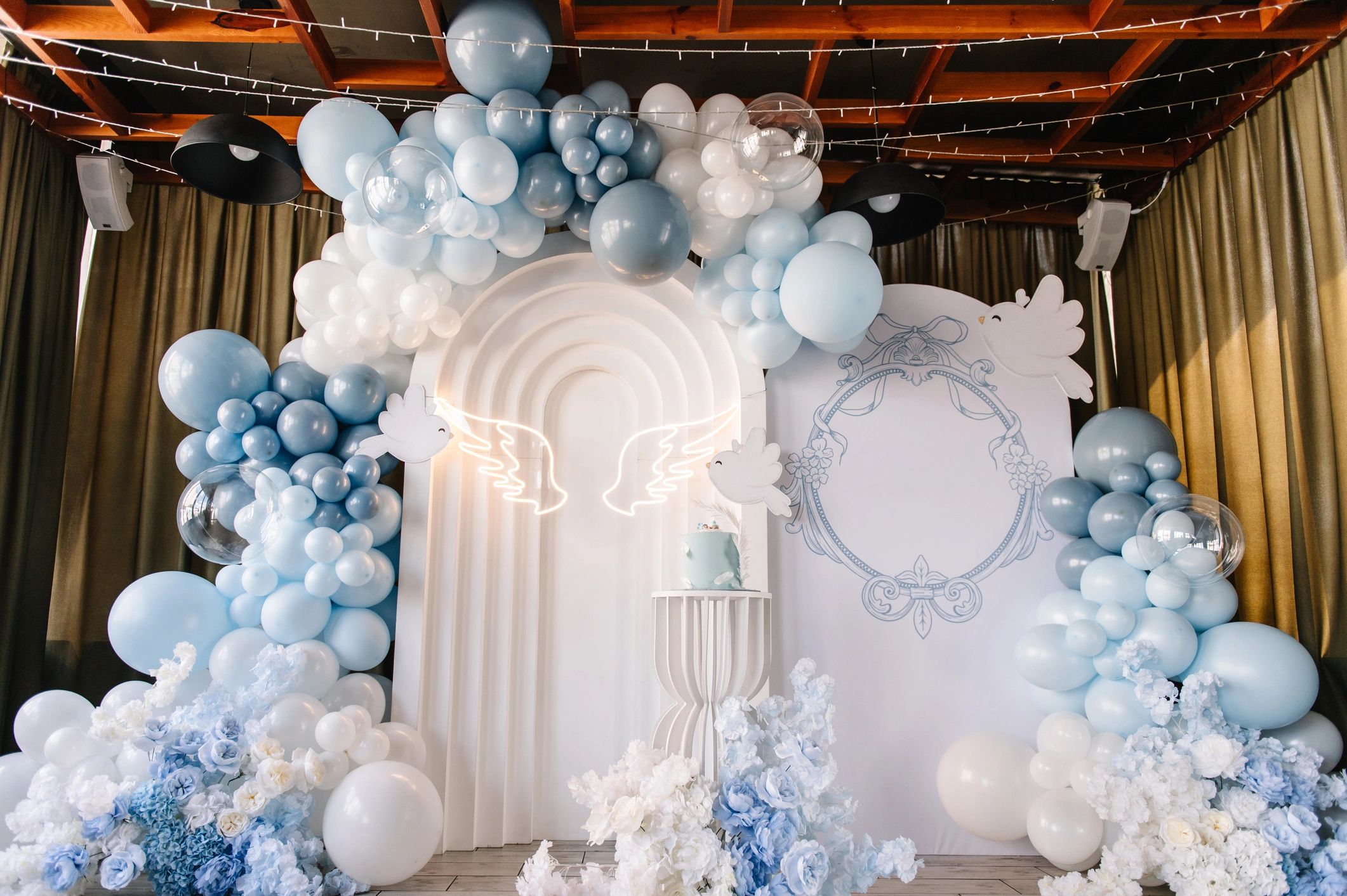 Decorated celebration setup for a birthday-style event