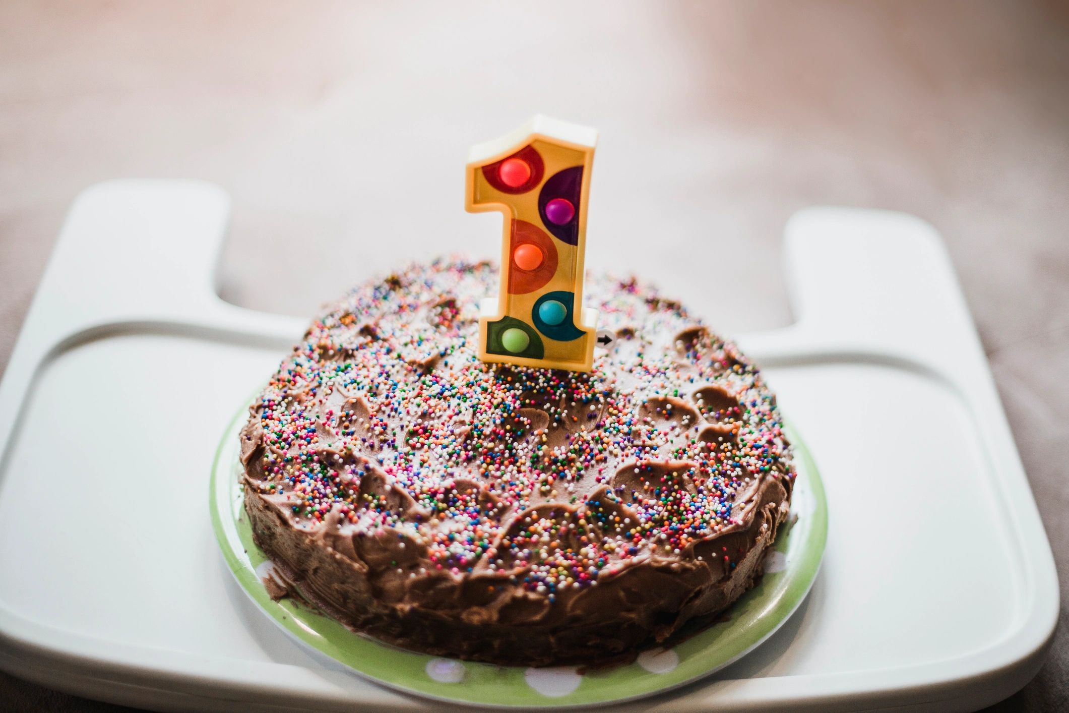 Birthday cake with one candle